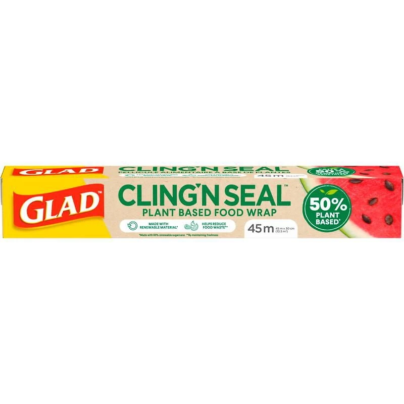 Glad 50% Plant-Based Cling ‘N Seal Food Wrap