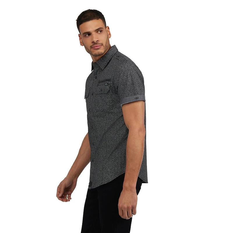 Marc Ecko Button Down Short Sleeve Woven Patterned Shirt