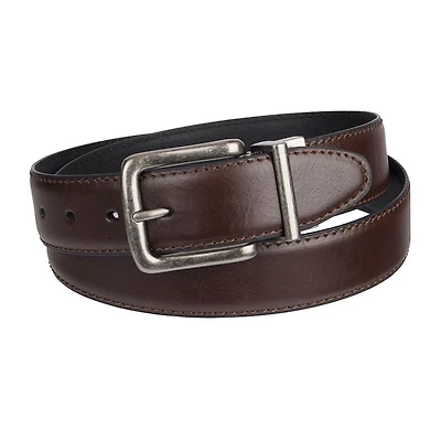Genuine Dickies Men's 35mm Feather Edge Reversible Swivel Leather Belt