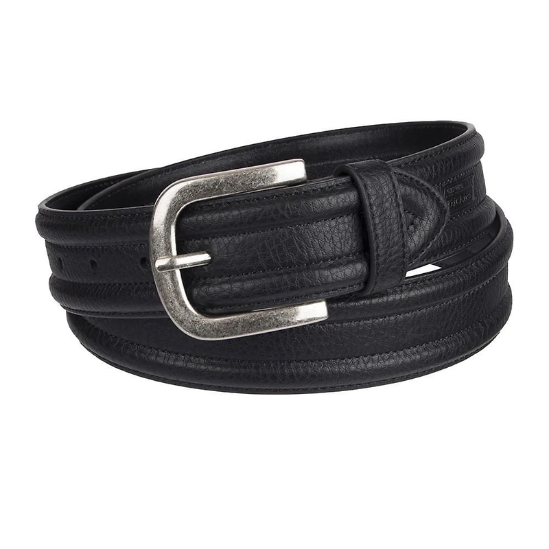 Genuine Dickies Men's 38 mm Harness Buckle Black Leather Belt, Sizes 34-44