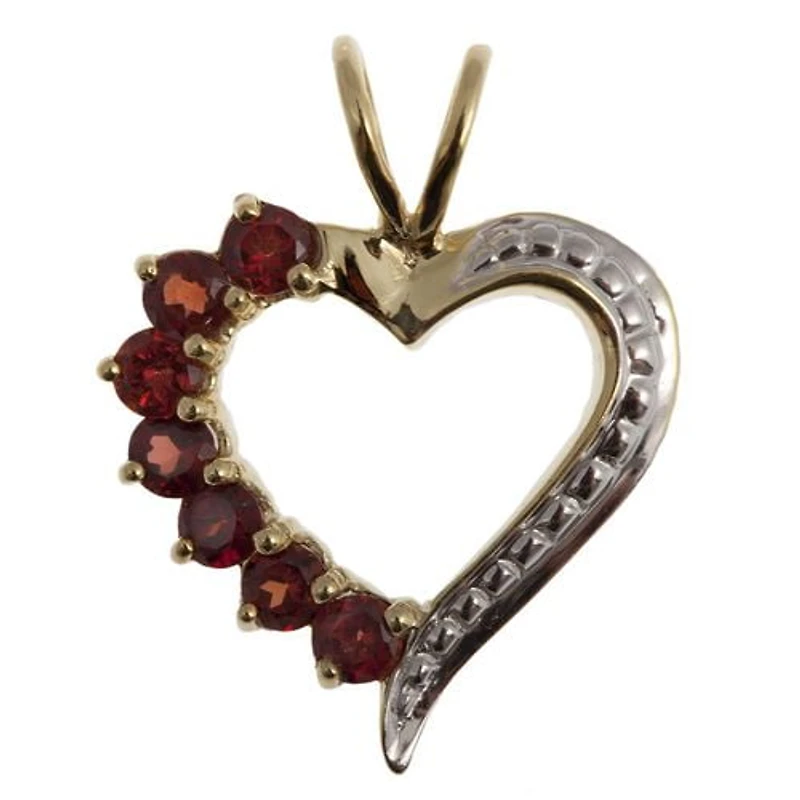 Pendentif vermeil en argent sterling de grenat en forme de cœur plaqué or