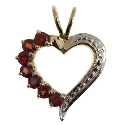 Pendentif vermeil en argent sterling de grenat en forme de cœur plaqué or