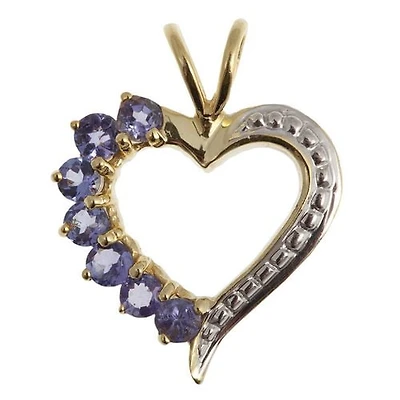 Sterling Silver Gold plated genuine tanzanite heart Pendant