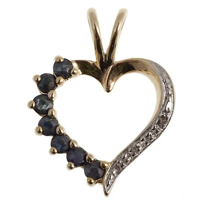 Sterling Silver Gold plated heart shaped Sapphire pendant