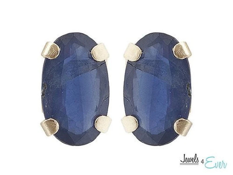 10kt Yellow Gold 5 x 3 mm genuine sapphire stud Earrings