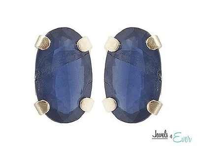 10kt Yellow Gold 5 x 3 mm genuine sapphire stud Earrings