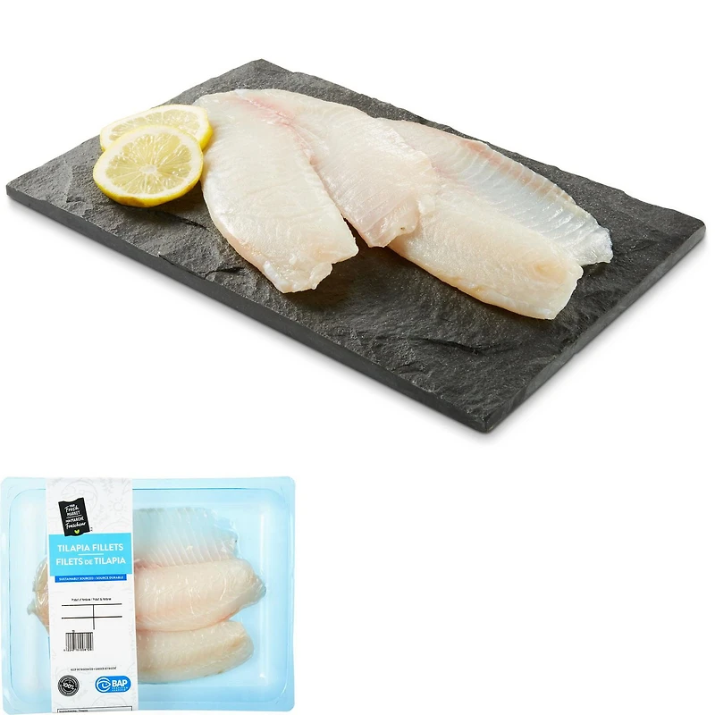 Filets de tilapia Mon marché fraîcheur, 2 morceaux, 0.30 - 0.40 KG