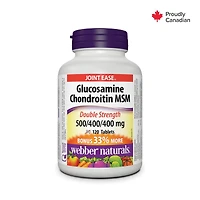 Webber Naturals Glucosamine chondroïtine MSM Double concentration,  500/400/400 mg 120 comprimés, PRIME ! 33 % de plus