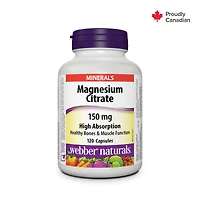 Webber Naturals Citrate de Magnésium Forte absorption, 150 mg 120 capsules