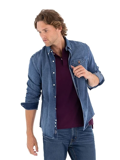 Chemise boutonnée en jean à manches longues pour homme U.S. Polo Assn.