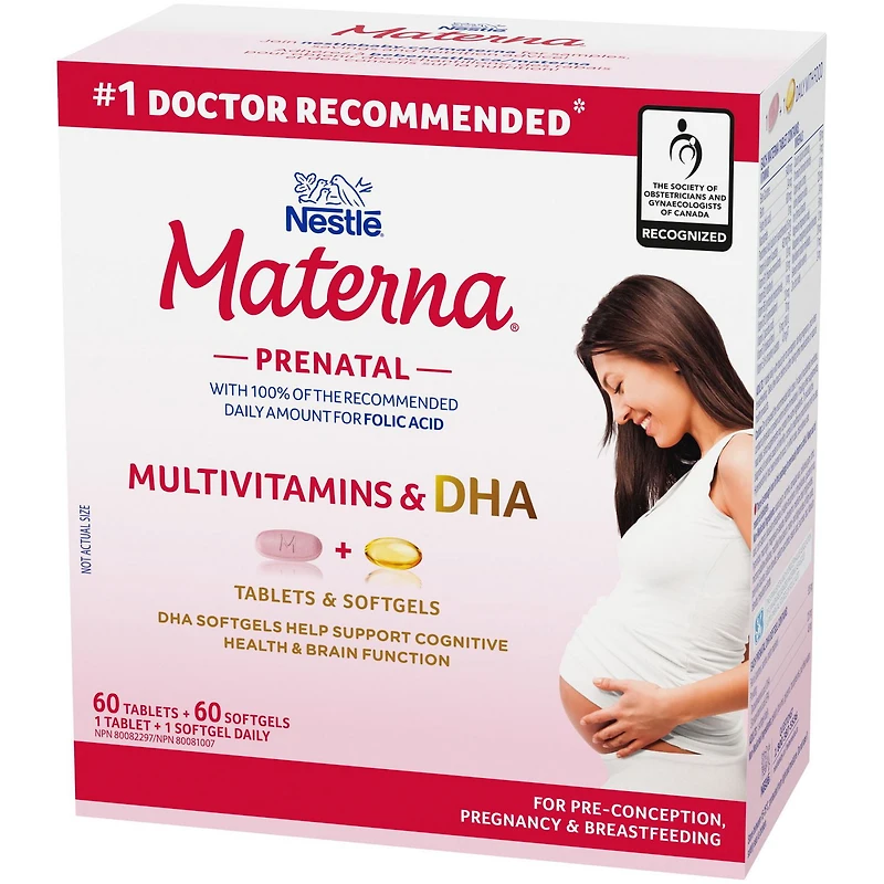 Nestlé MATERNA® + DHA Prenatal Supplement Combo-Pack, 60 tablets + 60 softgels