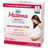 Nestlé MATERNA® + DHA Prenatal Supplement Combo-Pack, 60 tablets + 60 softgels