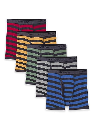 Boys' CoolZone Assorted Boxer Brief, 5 Pack, Sizes S-XL