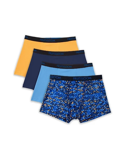 Boys' Breathable Micro-Mesh Assorted Short Leg Boxer Brief, 4 Pack, Sizes S-XL