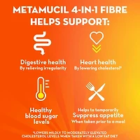 Fibres Metamucil MultiSanté 3 en 1! Supplément de fibres en poudre, sans sucre saveur d’orange, 425 g