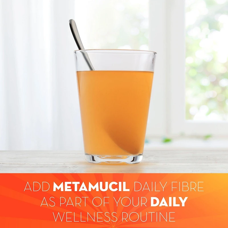 Fibres Metamucil MultiSanté 3 en 1! Supplément de fibres en poudre, sans sucre saveur d’orange, 425 g