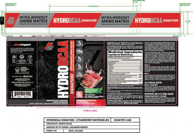 ProSupps HydroBCAA Signature Performance Amino Matrix, Strawberry Watermelon 30 Servings