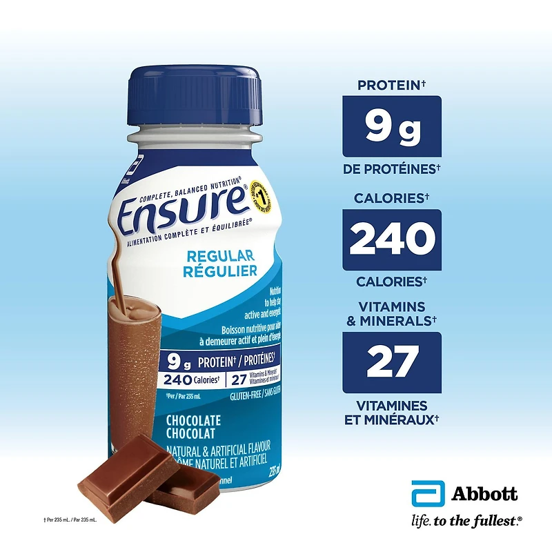 Ensure Regular, Nutritional Supplement Shake, Nutrition To Stay Active And Energetic, Chocolate, 6 x 235-mL Bottles, 6 x 235-mL (6-Pack)