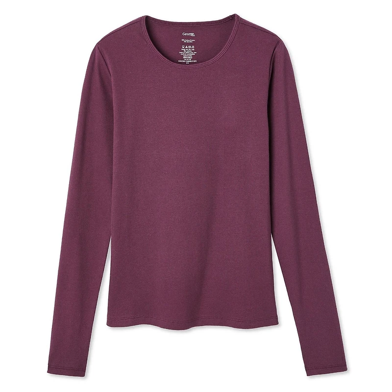 George Women's Long Sleeve Rib Tee, Sizes XS-XXL