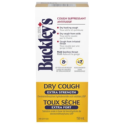 Buckley’s Dry Cough Extra Strength Cough Suppressant Syrup, 150ML, 150ML