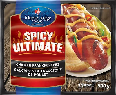 Saucisses de Francfort de poulet Spicy Ultimate Parfait pour griller.