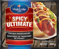 Saucisses de Francfort de poulet Spicy Ultimate Parfait pour griller.