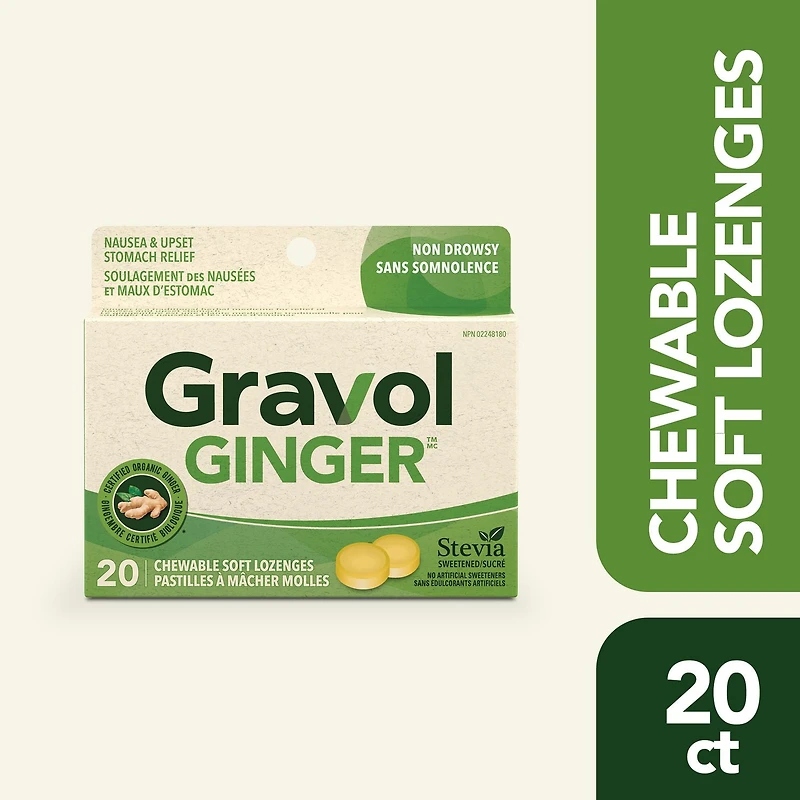 Gravol Ginger <br>Source Naturelle Pastilles  à  Mâcher 20 Pastilles