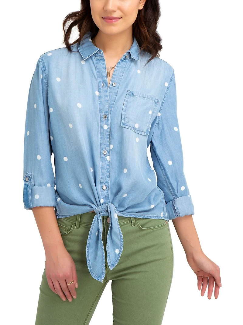 Jordache T-shirt à cravate à taille haute pour femmes