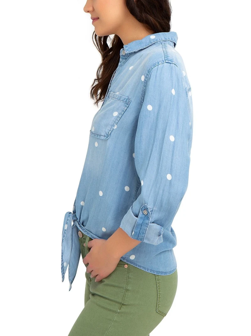 Jordache T-shirt à cravate à taille haute pour femmes