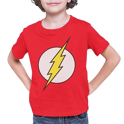 Flash Boy's basic tee shirt. This boys crew neck tee shirt has short sleeves and a trendy print and