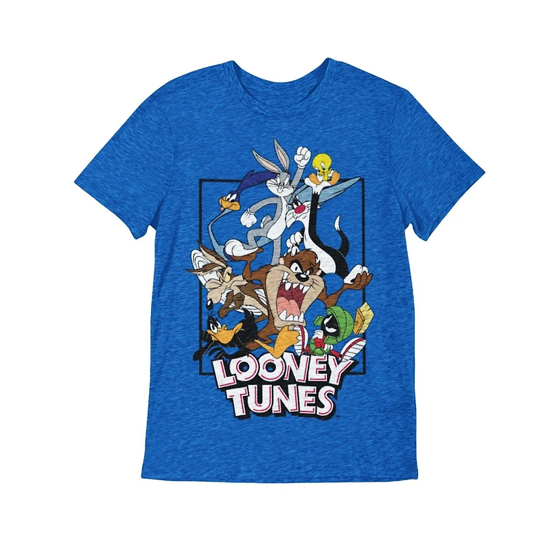 Looney Toons Boy's basic tee shirt. This boys crew neck tee shirt has short sleeves and a trendy print and