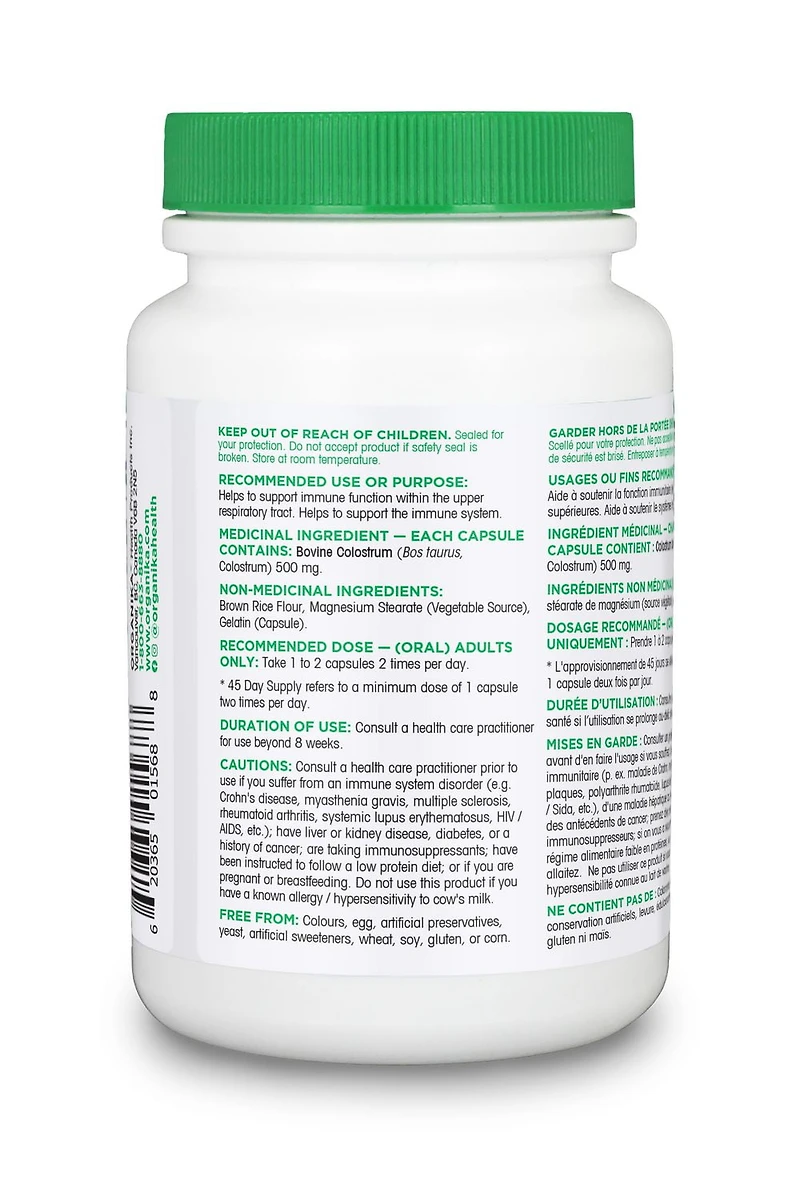 ORGANIKA COLOSTRUM BOVINE 500MG 90CAP