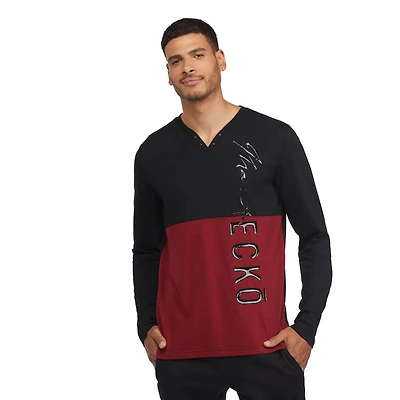 Marc Ecko Men’s Long Sleeve Color Block Knit V-neck Top