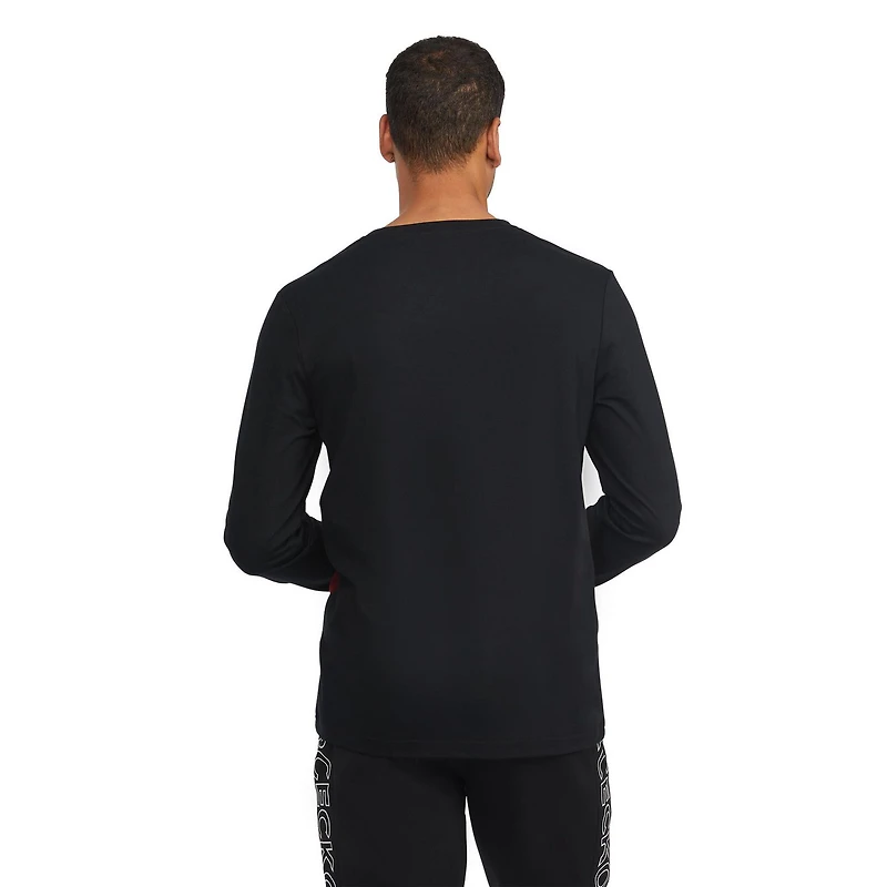 Marc Ecko - Top à manches longues en tricot à col en V avec blocs de couleurs pour hommes