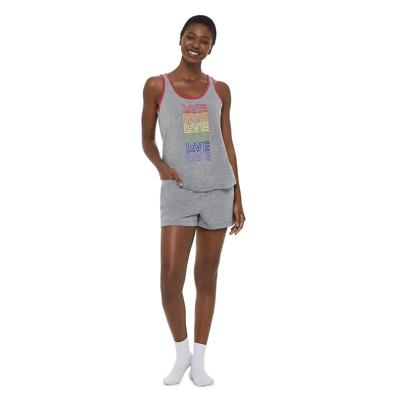 LOVE Ellen DeGeneres Women's Tank and Boxer Short Pajamas 2-Piece Set