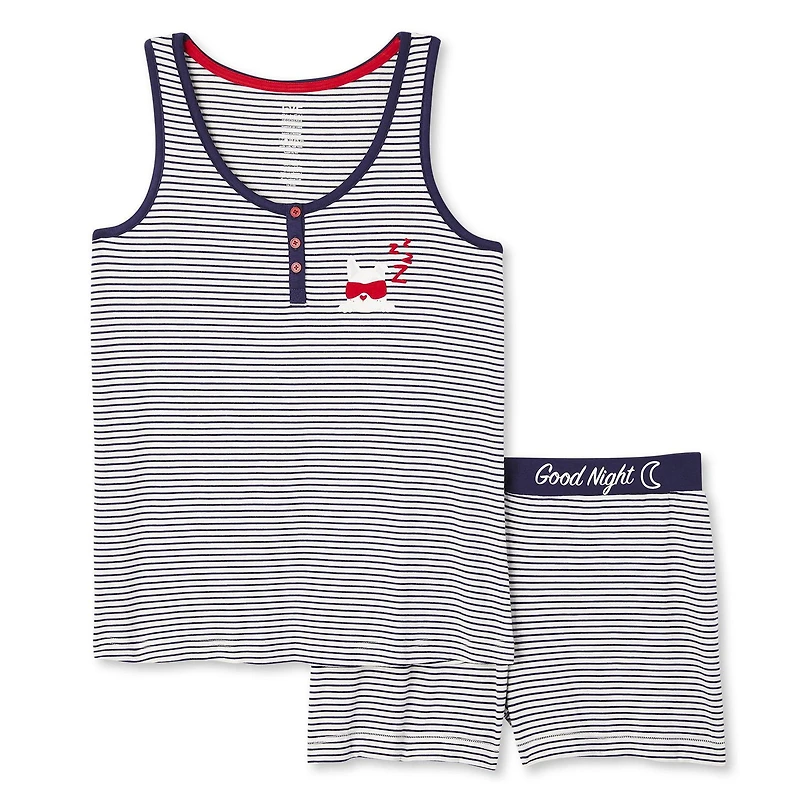 LOVE Ellen DeGeneres Women's Tank and Boxer Short Pajamas 2-Piece Set