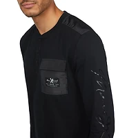 Marc Ecko - T-shirt à manches longues et col en V en tricot à blocs de couleur pour hommes