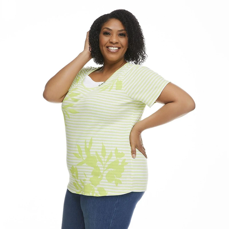 Penmans Plus Women's Short Sleeve V-Neckline Fooler Tee