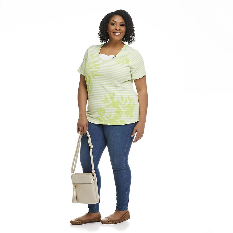 Penmans Plus Women's Short Sleeve V-Neckline Fooler Tee