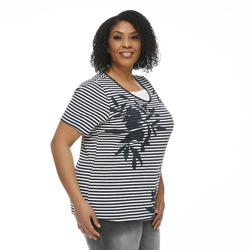 Penmans Plus Women's Short Sleeve V-Neckline Fooler Tee