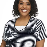 Penmans Plus Women's Short Sleeve V-Neckline Fooler Tee