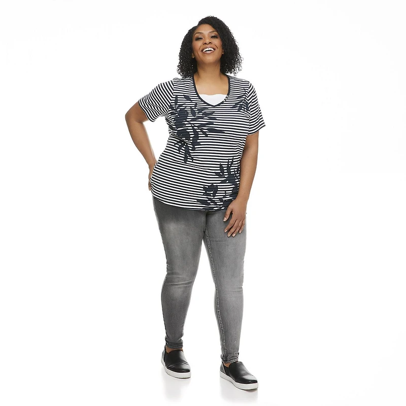 Penmans Plus Women's Short Sleeve V-Neckline Fooler Tee