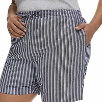 Penmans Women's Striped Crinkle Drawcord Short