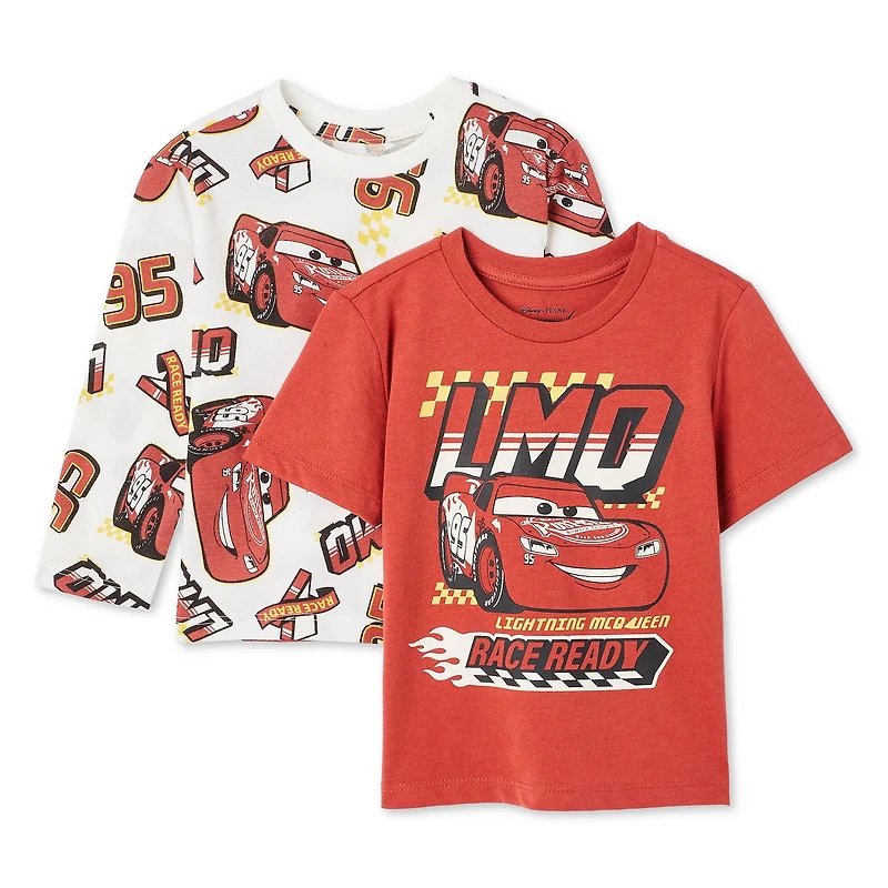 Lot de 2 t-shirts Cars Disney pour petits garçons Tailles 2T-5T