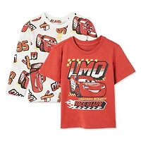 Lot de 2 t-shirts Cars Disney pour petits garçons Tailles 2T-5T