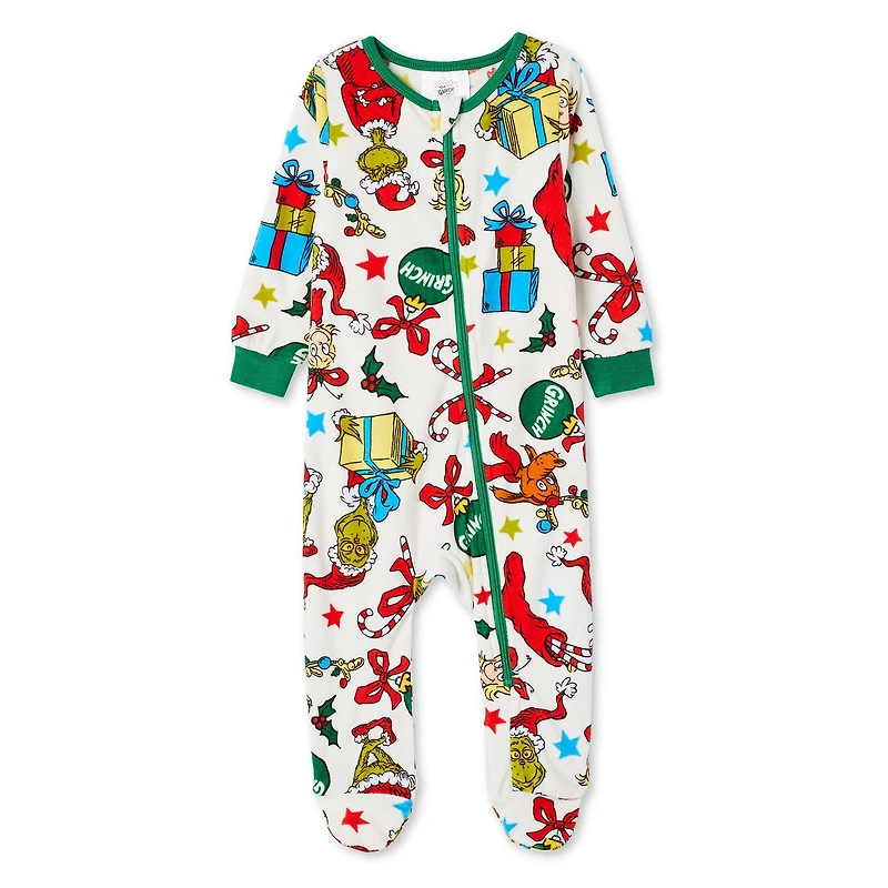 Grenouillère avec protège-pieds Le Grinch collection non genrée pour nourrissons