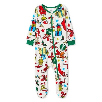 Grenouillère avec protège-pieds Le Grinch collection non genrée pour nourrissons