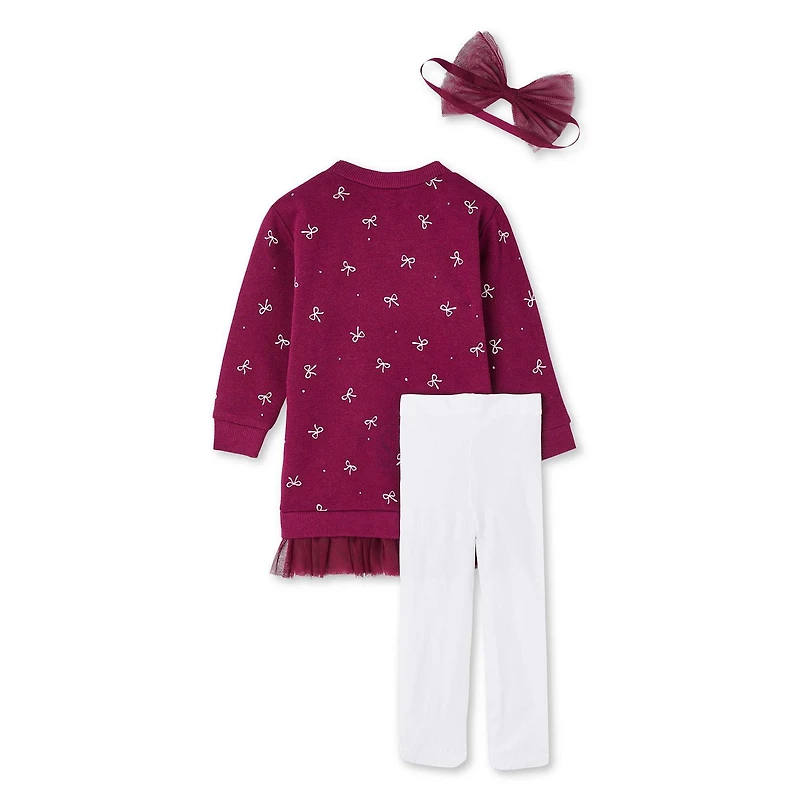 Btween Baby Girls' Fleece Dress 3-Piece Set, Sizes 0-24 months