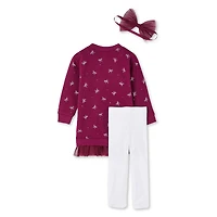 Btween Baby Girls' Fleece Dress 3-Piece Set, Sizes 0-24 months