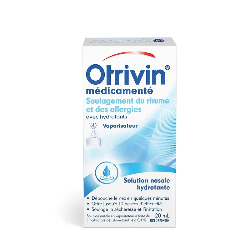 Otrivin Medicated w/Moisturizers Cold & Allergy Relief Nasal Decongestant, 20ml, 20ml Mist Spray